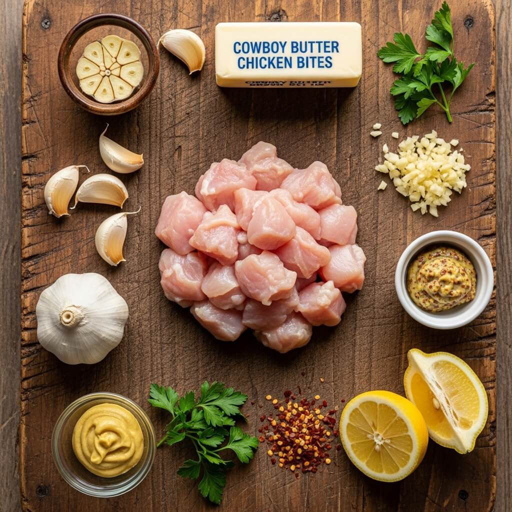 Cowboy Butter Chicken Bites ingredients on table