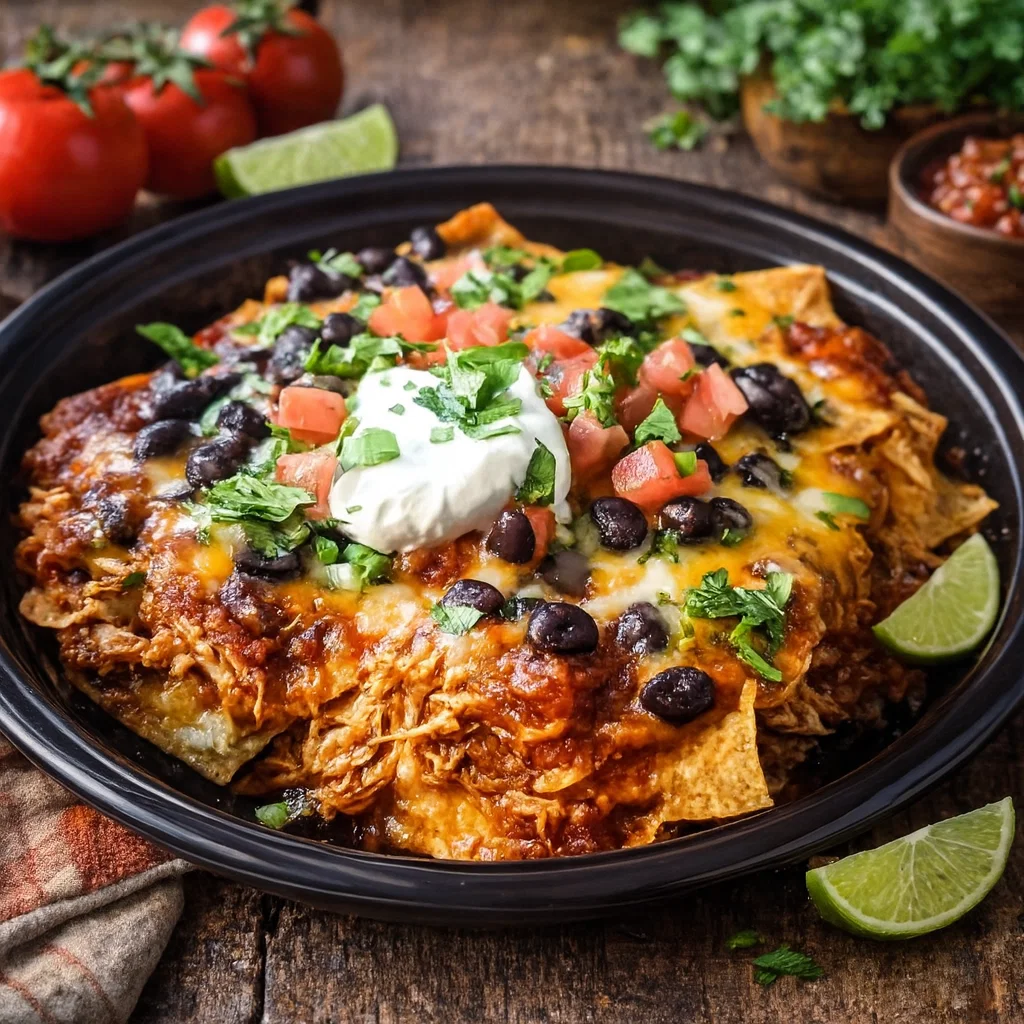 Crockpot Chicken Enchilada Casserole