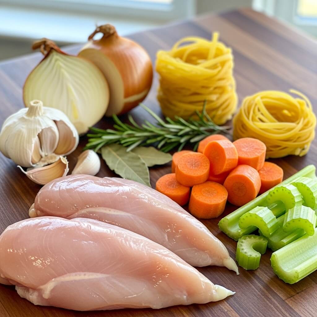 Ingredients for Crockpot Chicken Noodle Soup