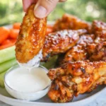 Crockpot Honey BBQ Wings on a serving plate