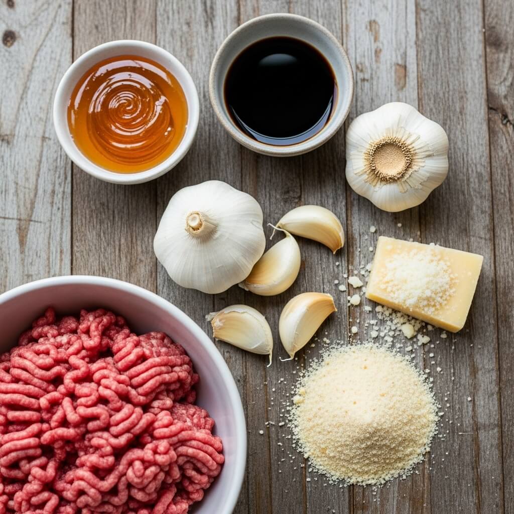 Ingredients for Crockpot Honey Garlic Meatballs
