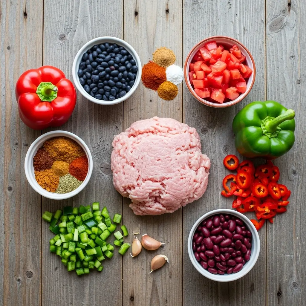 Crockpot Protein Chili ingredients on table