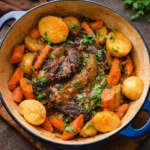 Dutch Oven Pot Roast with carrots and potatoes