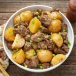 Garlic Butter Steak Bites and Potatoes slow cooker dinner