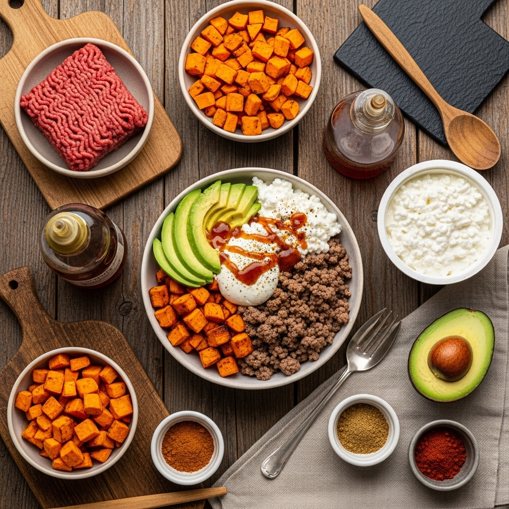 Ingredients for Ground Beef Hot Honey Bowl Recipe Everyone’s Craving Right Now