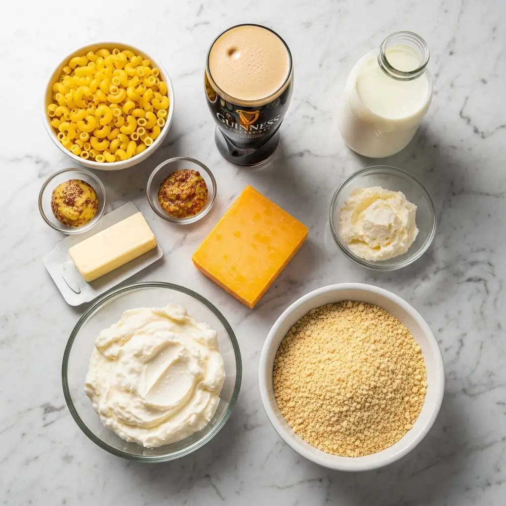 Ingredients for Guinness and Irish Cheddar Macaroni and Cheese