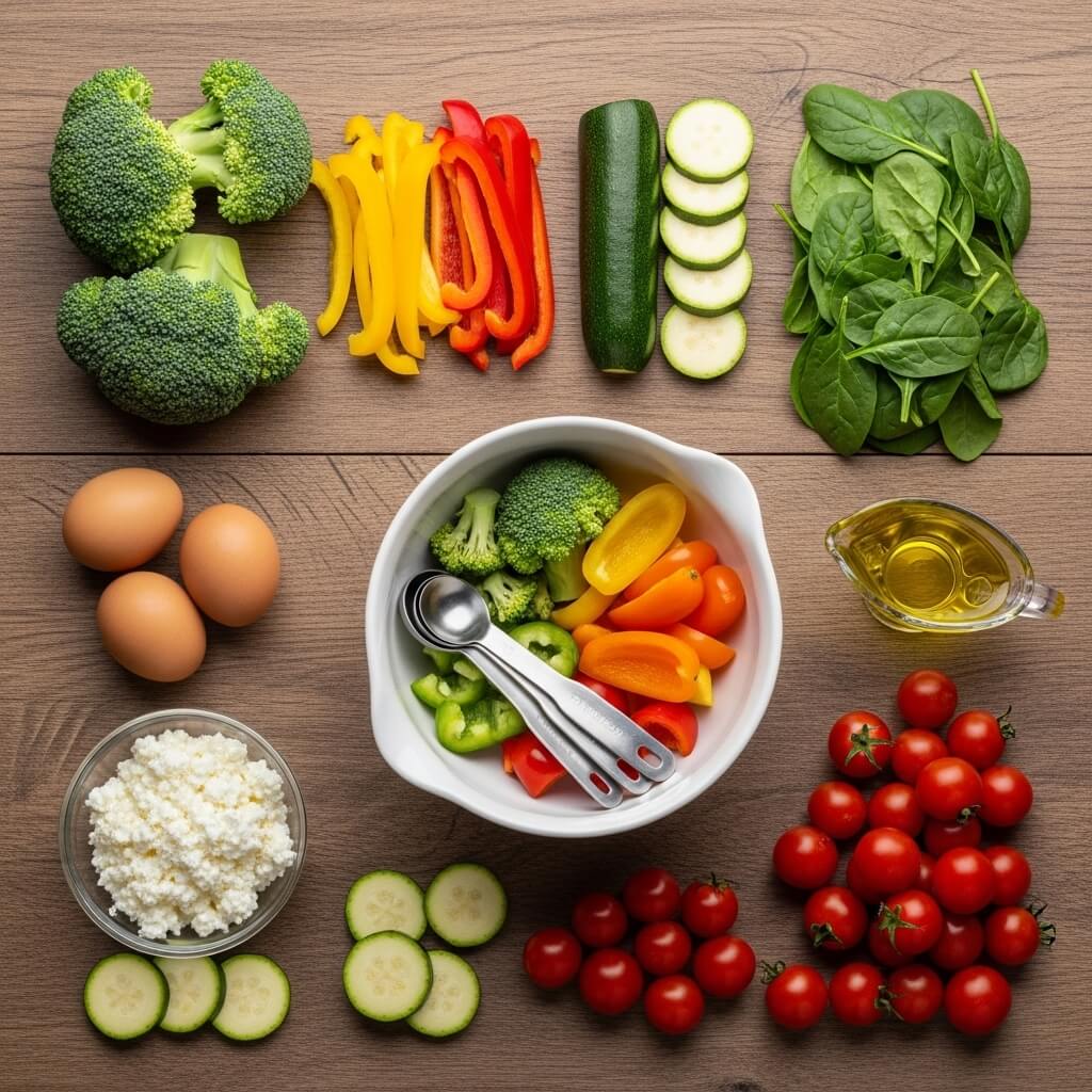 High-Protein Veggie Bake with Cottage Cheese Ingredients