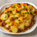 Hobo Casserole Ground Beef baked with cheese