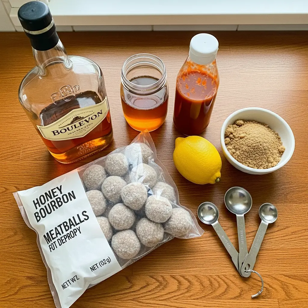 Ingredients for Slow Cooker Honey Bourbon Meatballs