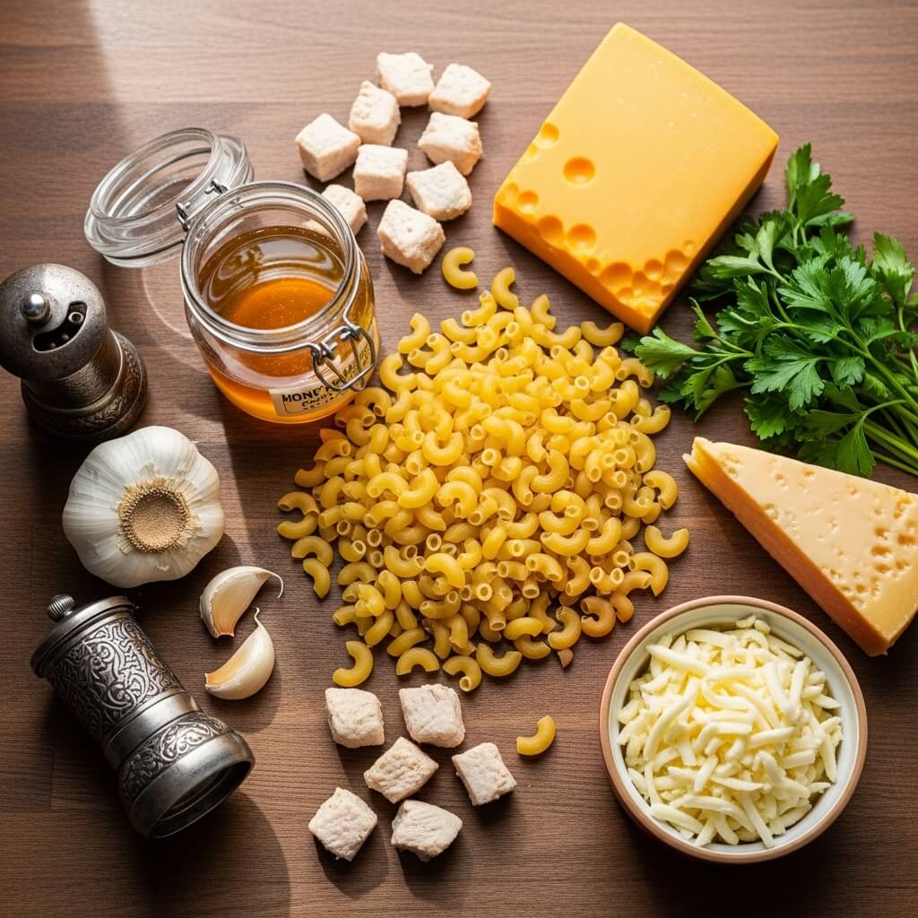 Honey Pepper Chicken Mac and Cheese Ingredients