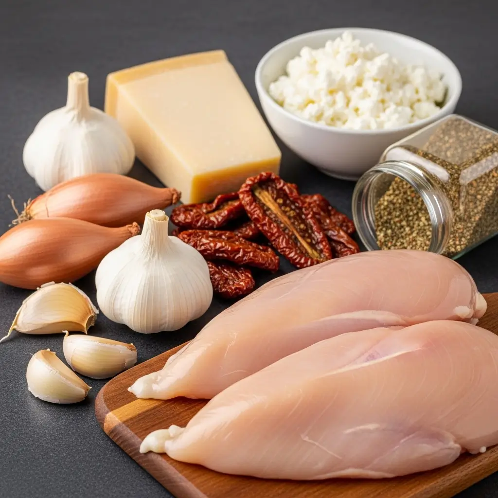 Ingredients for High Protein Low Carb Crockpot Marry Me Chicken