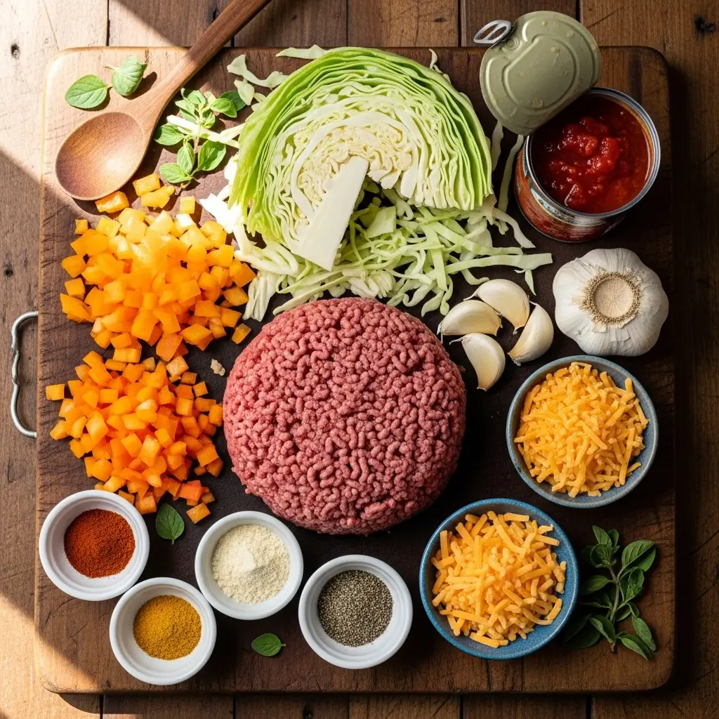 Ingredients for Low Carb Unstuffed Cabbage Casserole recipe