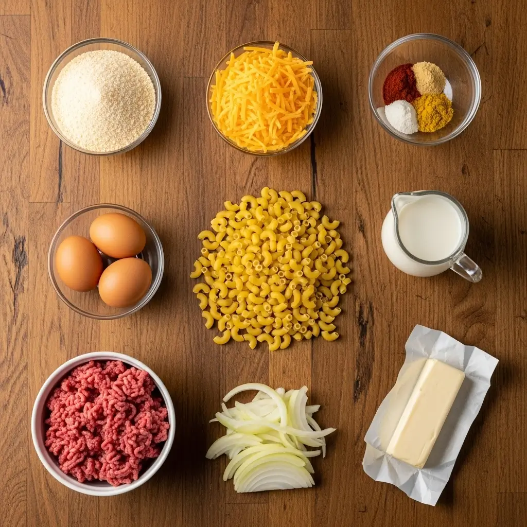 Mac and Cheese Meatloaf Casserole Ingredients