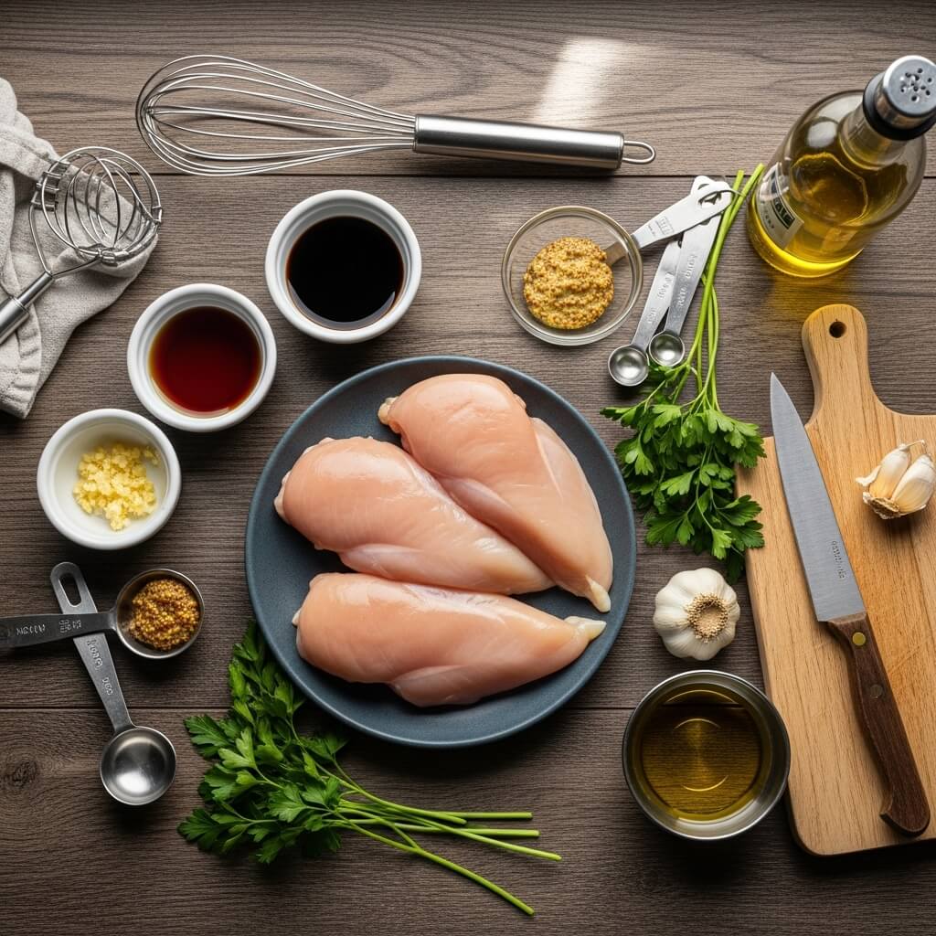 Maple Glazed Chicken Ingredients Flat Lay