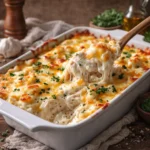 Million Dollar Chicken Casserole baked in golden cracker crust