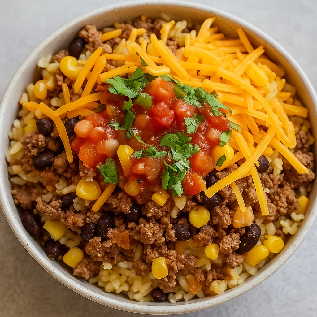 quick & hearty ground beef burrito bowl