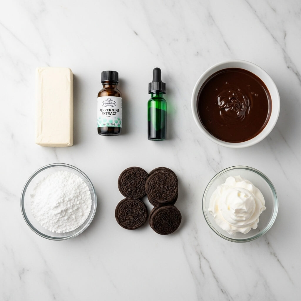 Shamrock Swirl Pie ingredients flat lay