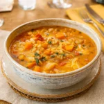 Sicilian Chicken Soup ingredients flat lay