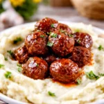 Slow Cooker Honey Bourbon Meatballs in crockpot