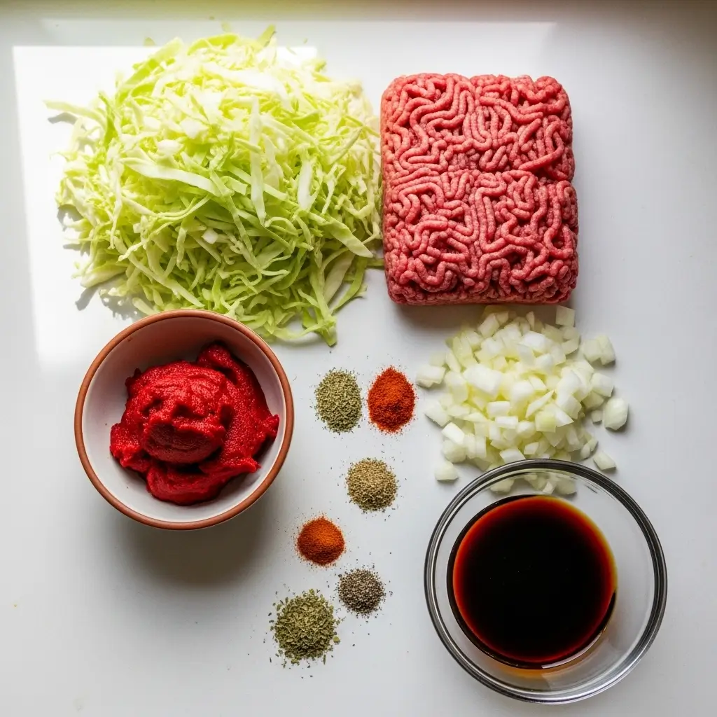 Ingredients for Slow Cooker Unstuffed Cabbage Rolls