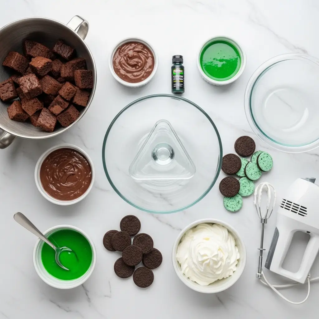 Ingredients for St. Patrick’s Day Brownie Trifle