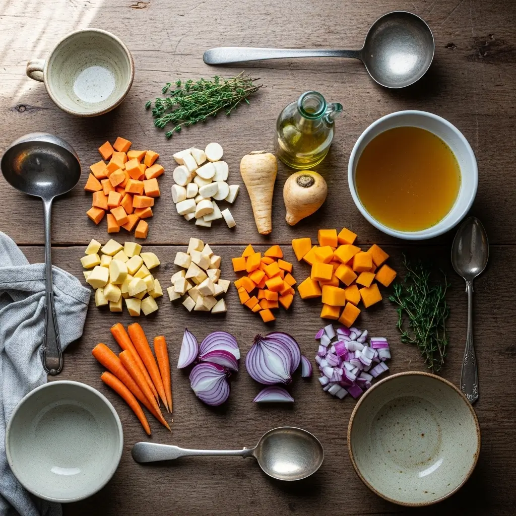 Ingredients for Tasty Roasted Winter Vegetable Soup
