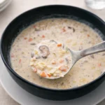Artichoke Soup in rustic bowl