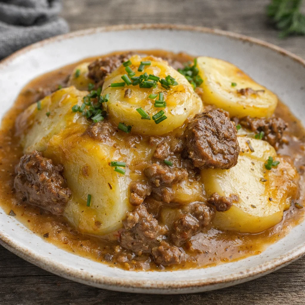 Crockpot Hamburger Potato Casserole in Slow Cooker