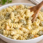 Dill Pickle Pasta Salad with creamy dressing