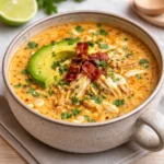 Easy Creamy Chicken Enchilada Soup served with tortilla chips