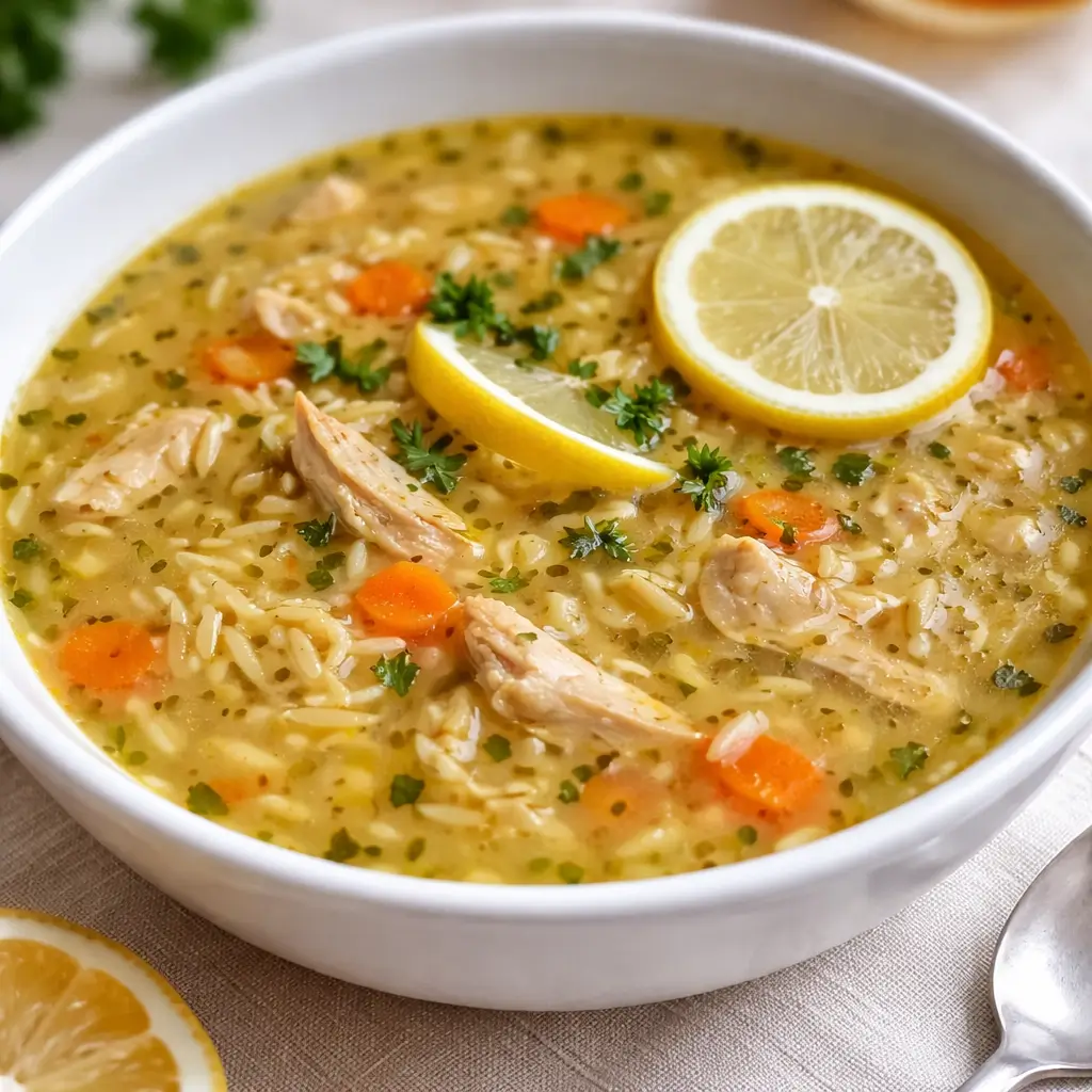 Greek Chicken Soup with Lemon and Orzo