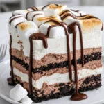 Hot Chocolate Lasagna layered no-bake dessert