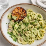 Lemon Basil Pasta Salad with zucchini and spinach