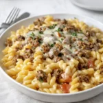 Loaded Cheeseburger Alfredo Pasta creamy skillet