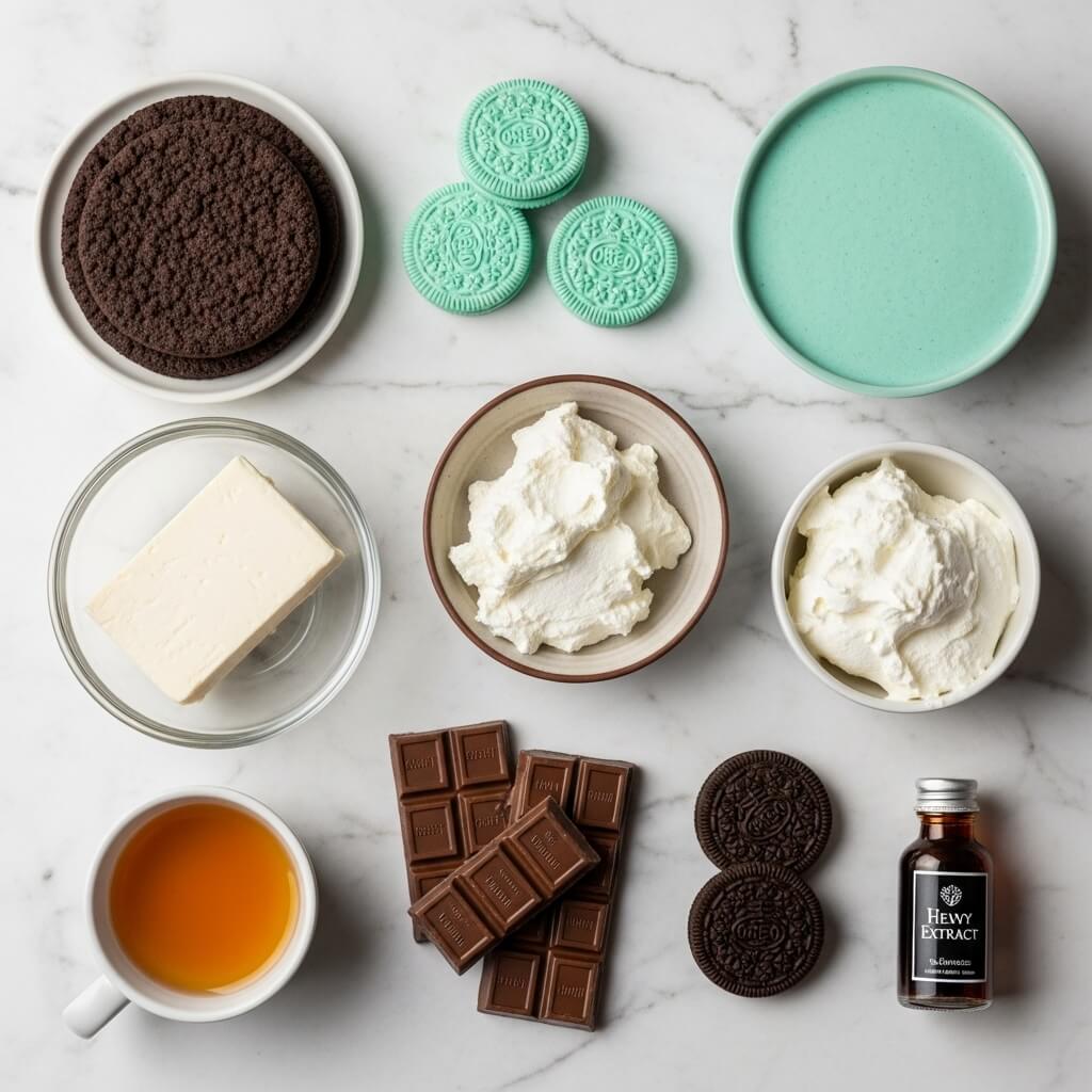 Mint Chocolate Cheesecake ingredients