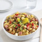 Muffuletta Pasta Salad in a serving bowl