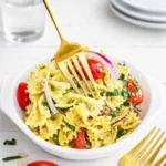 Pesto Pasta Salad with tomatoes and spinach