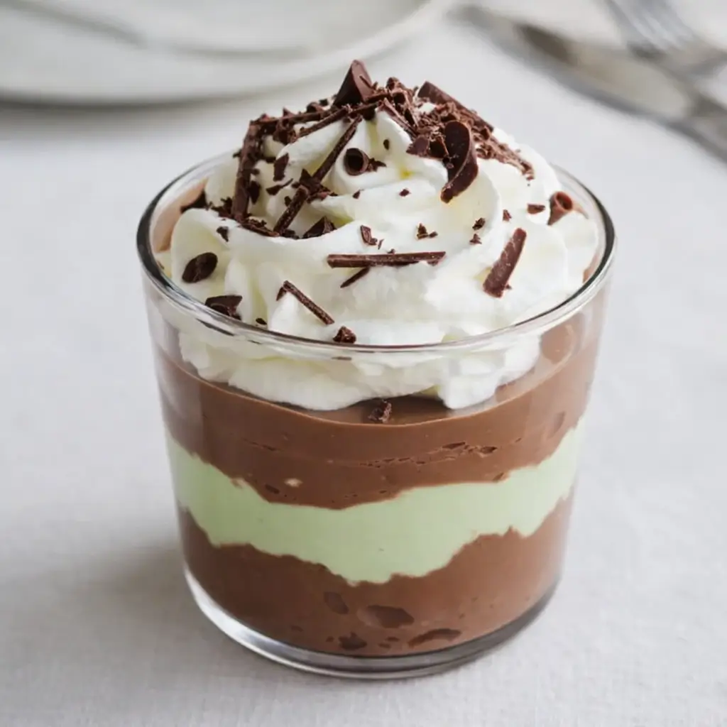 Shamrock Shake Pudding Cups layered dessert
