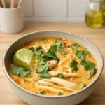 Simple Thai Chicken Soup in coconut curry broth