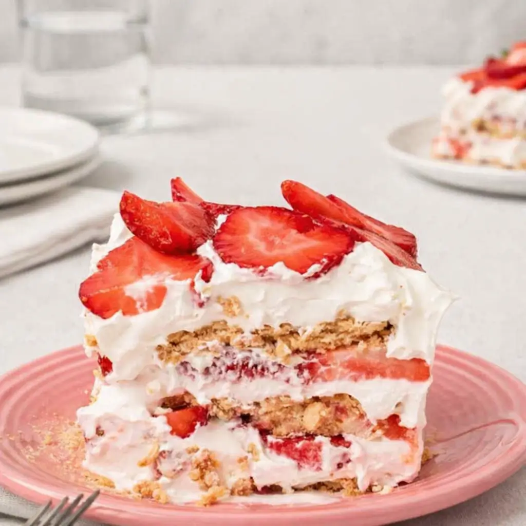 Strawberry Icebox Cake layered dessert