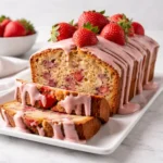 Strawberry Loaf Cake with Pink Glaze”