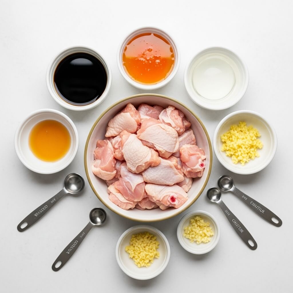 Teriyaki Chicken Recipe ingredients flat lay