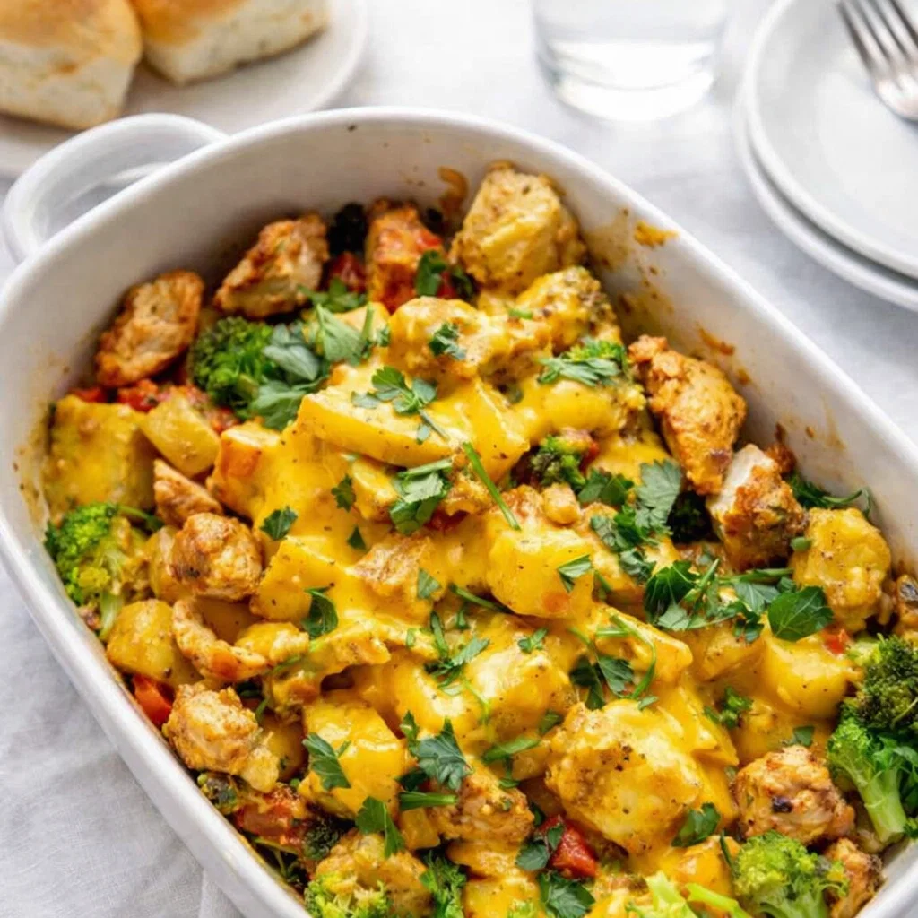 Chicken Broccoli Potato Casserole baked dinner