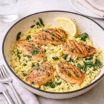 Delicious Seared Salmon Orzo Pasta Bowl
