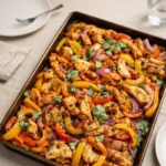 Easy Sheet Pan Chicken Fajitas fresh from oven
