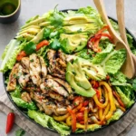 Grilled Chicken Fajita Salad with avocado and lime