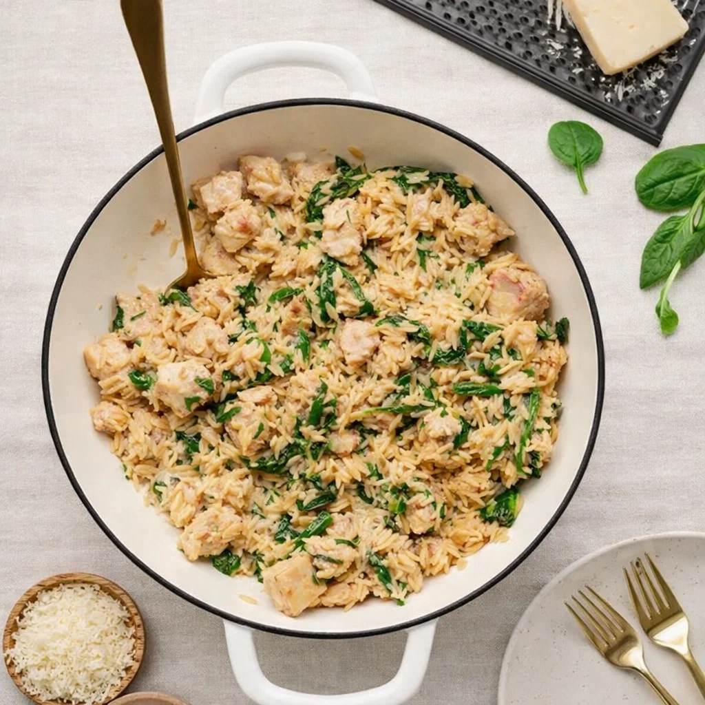 High Protein Chicken Orzo one-pot meal