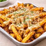 Crispy Louisiana Voodoo Fries with cheese sauce and jalapeños