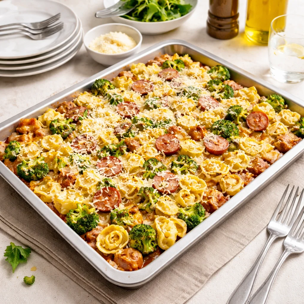 Sheet Pan Broccoli Tortellini Bake
