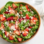 Spinach Strawberry Salad with feta and pecans